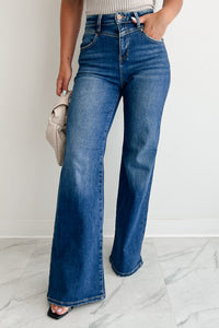 Sheridan High Rise Wide Leg Risen Jeans (Dark) - NanaMacs