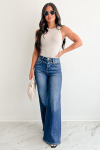 Sheridan High Rise Wide Leg Risen Jeans (Dark) - NanaMacs