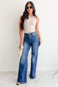 Sheridan High Rise Wide Leg Risen Jeans (Dark) - NanaMacs