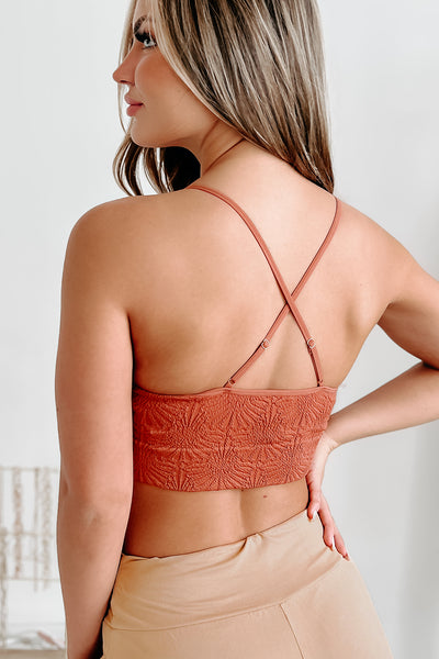 Doorbuster Sunny Skies Floral Textured Bralette Top (Baked Clay) - NanaMacs