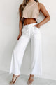 Doorbuster Just Relaxing Wide Leg Drawstring Waist Lounge Pants (White) - NanaMacs