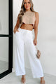 Doorbuster Just Relaxing Wide Leg Drawstring Waist Lounge Pants (White) - NanaMacs