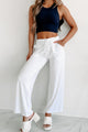 Doorbuster Just Relaxing Wide Leg Drawstring Waist Lounge Pants (White) - NanaMacs