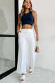 Doorbuster Just Relaxing Wide Leg Drawstring Waist Lounge Pants (White) - NanaMacs