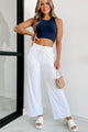 Doorbuster Just Relaxing Wide Leg Drawstring Waist Lounge Pants (White) - NanaMacs