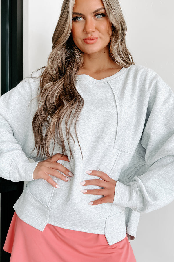 Doorbuster Cozy Kisses Oversized Patch Detailed Sweatshirt (Gray) - NanaMacs