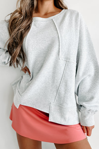 Doorbuster Cozy Kisses Oversized Patch Detailed Sweatshirt (Gray) - NanaMacs