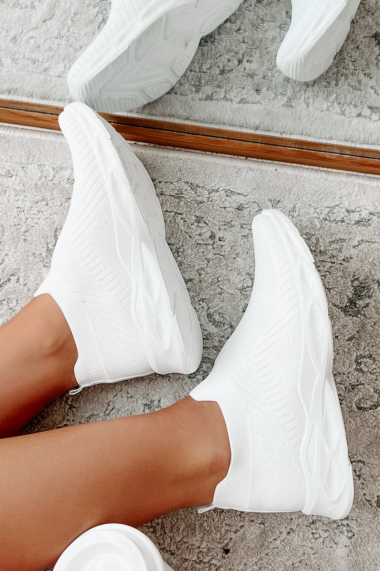 Doorbuster Walking Away Knit Sneakers (White) - NanaMacs