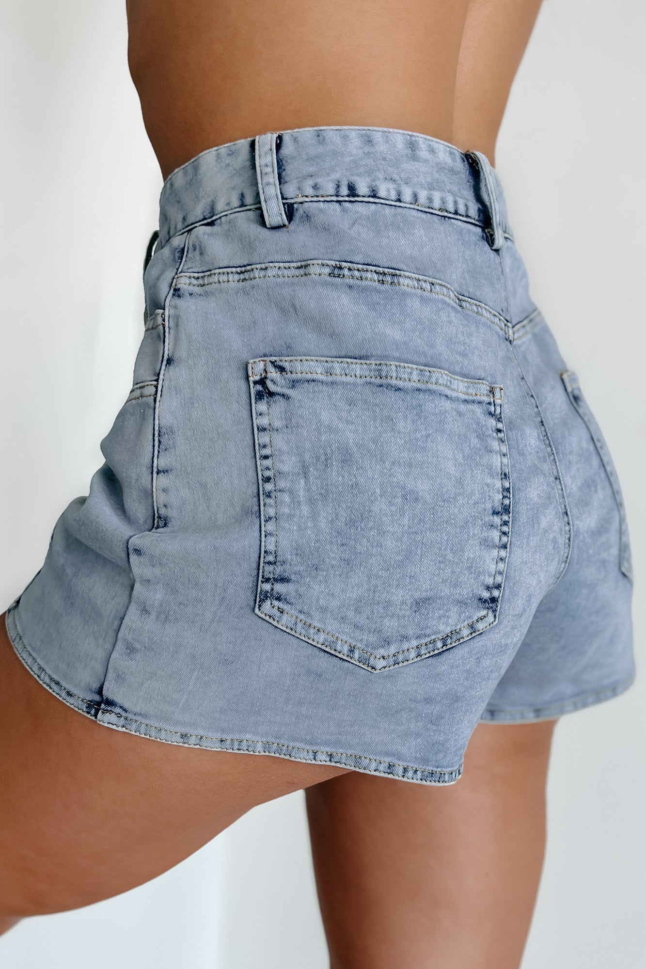 Feeling Fortunate Seam Detailed Denim Shorts (Medium) - NanaMacs