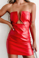 Stop Staring Strapless Faux Leather Mini Dress (Red) - NanaMacs