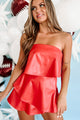 Adding Some Spice Tiered Faux Leather Romper (Red) - NanaMacs