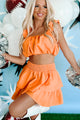 Babe Magnet Crop Top & Skirt Two-Piece Set (Orange) - NanaMacs