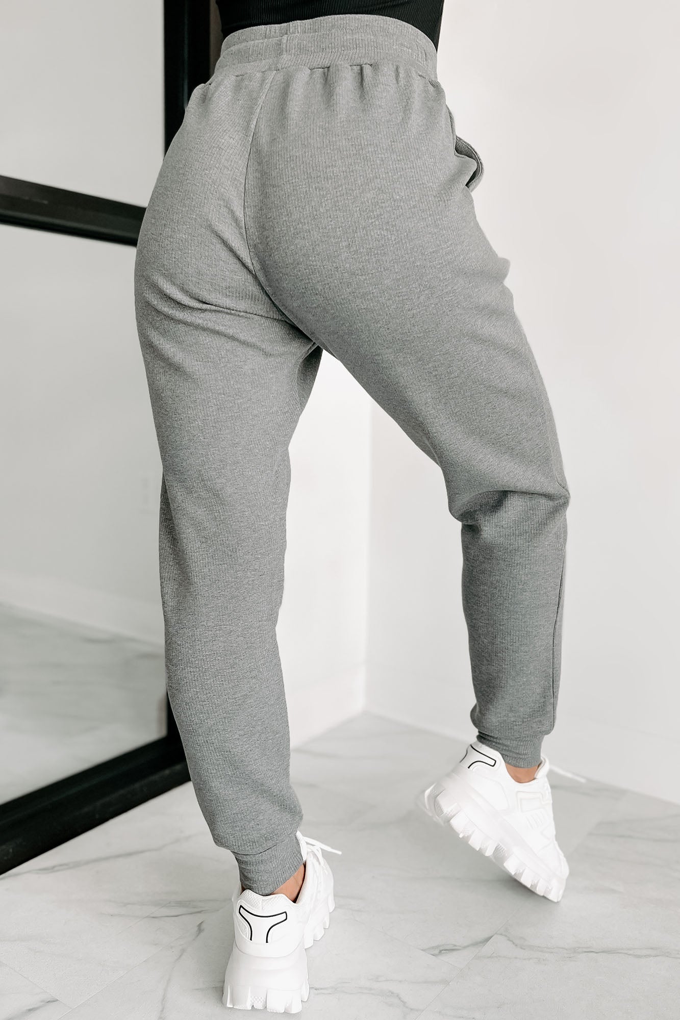 Simple Comforts Drawstring Waist Knit Joggers (Heather Grey) - NanaMacs