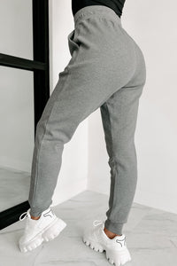 Simple Comforts Drawstring Waist Knit Joggers (Heather Grey) - NanaMacs