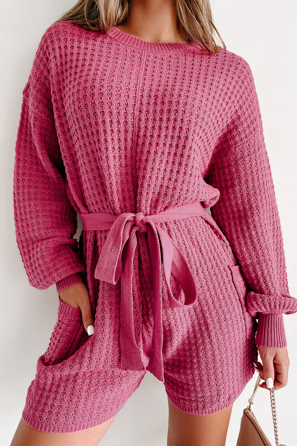 Putting My Troubles Aside Sweater Knit Romper (Berry) - NanaMacs
