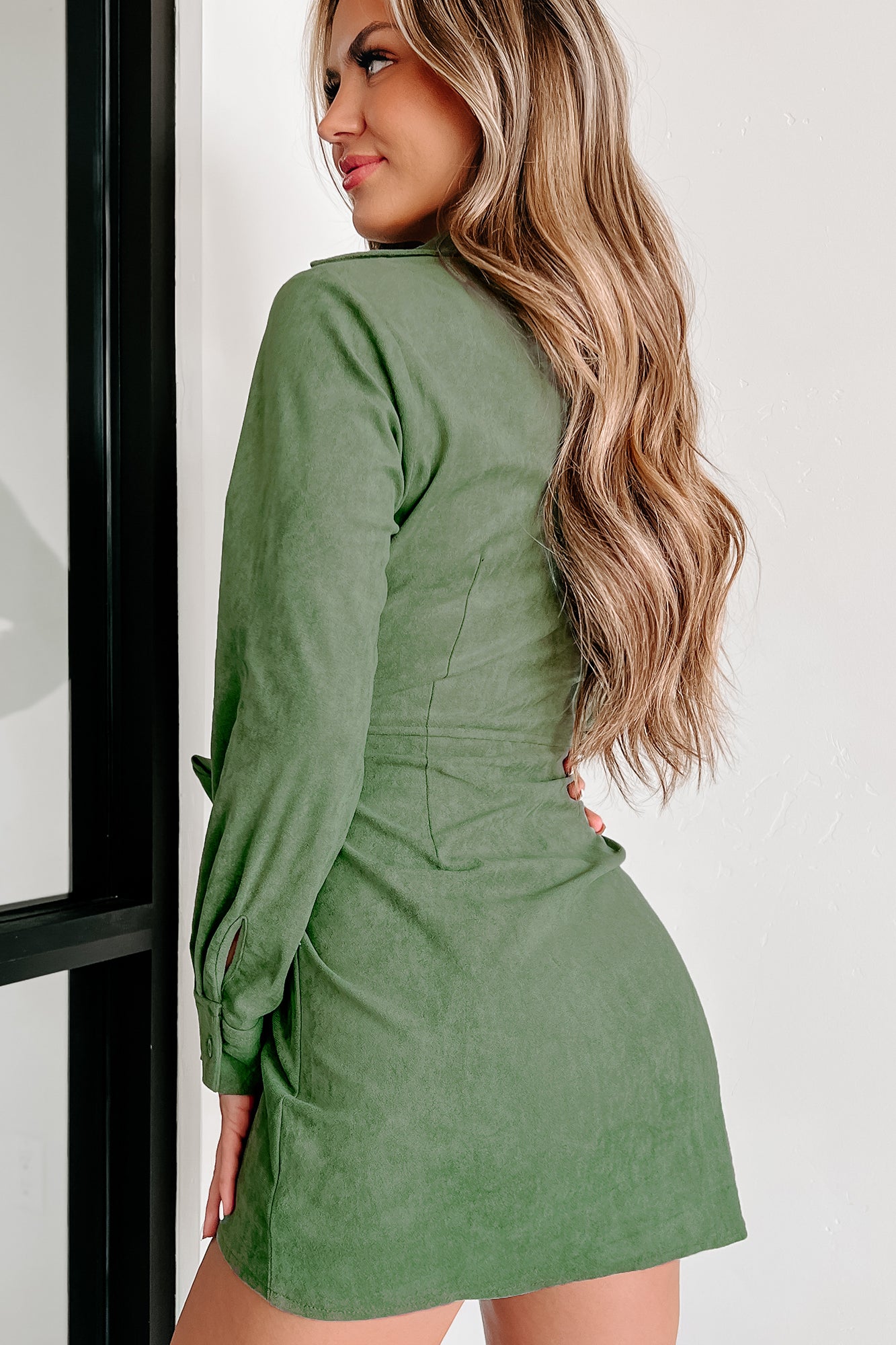 Suede sale wrap dress