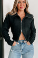 Taking The Leap Double-Zip Crop Sweater (Black) - NanaMacs