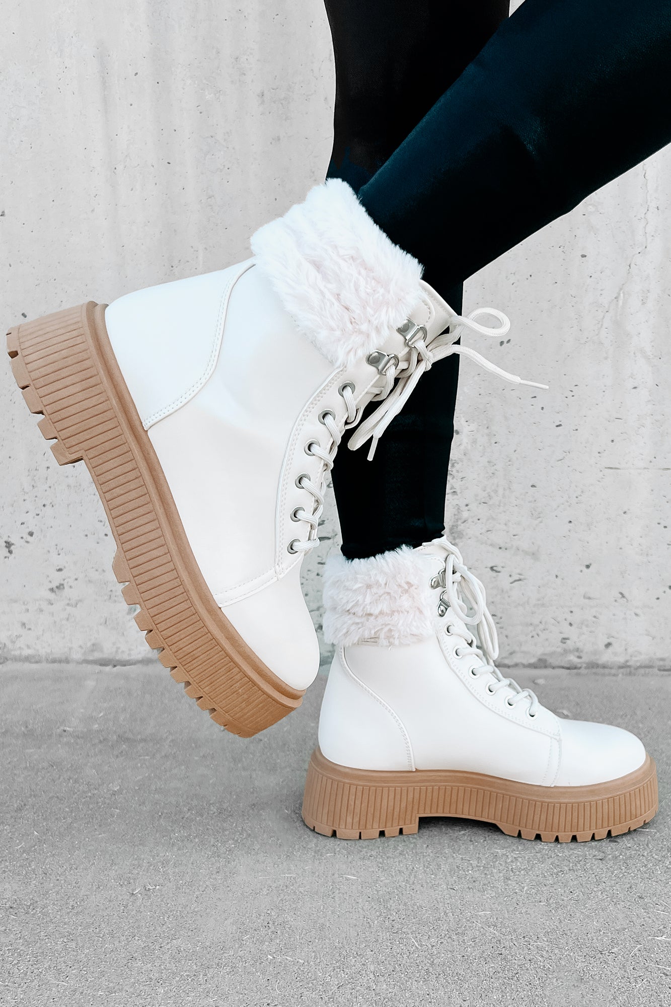 Fur trim sale combat boots