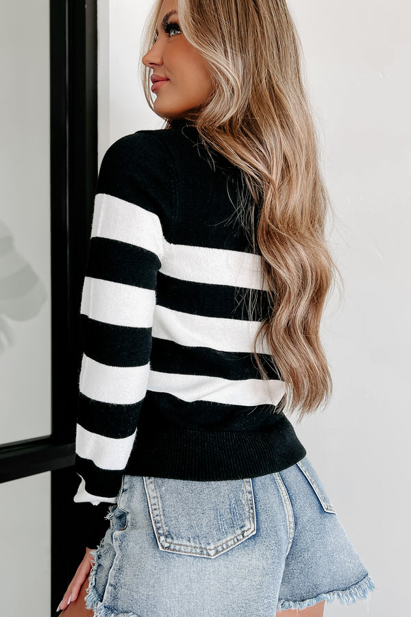 Trust Takes Time Striped Sweater (Black/Ivory) - NanaMacs