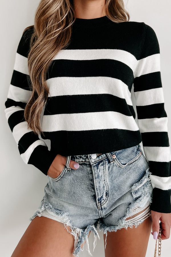 Trust Takes Time Striped Sweater (Black/Ivory) - NanaMacs