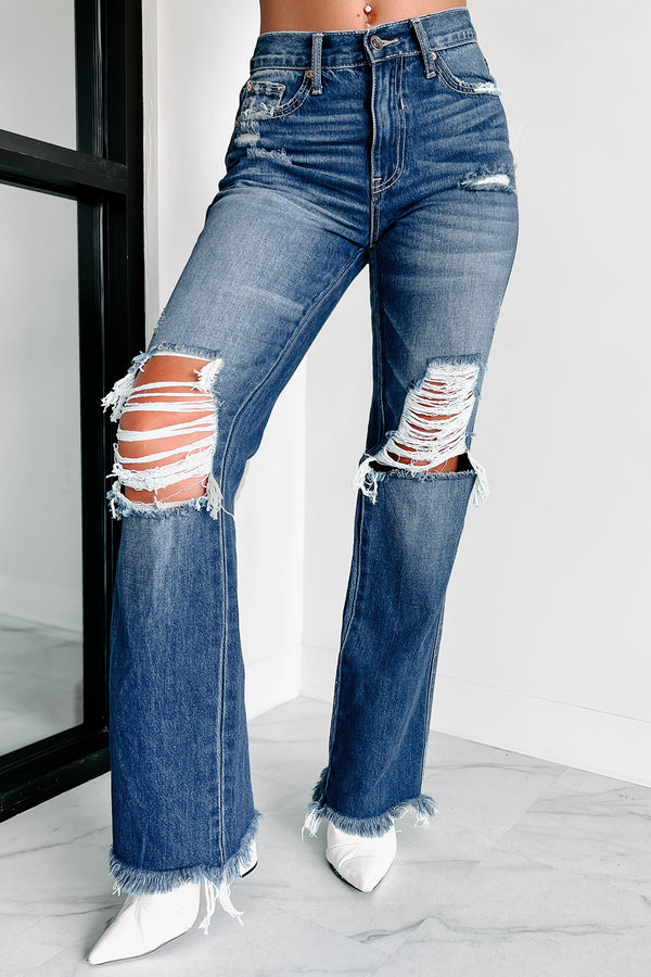 Genevieve High Rise Distressed Straight Leg Jeans (Medium) - NanaMacs