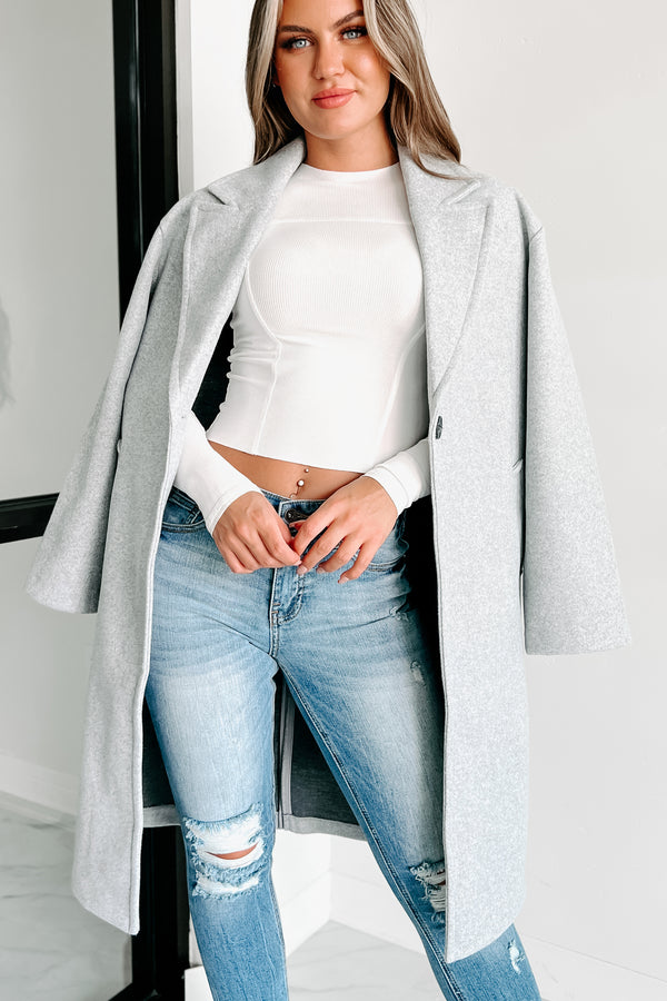 Can't Explain It Brushed Knit Longline Coat (Heather Grey) - NanaMacs