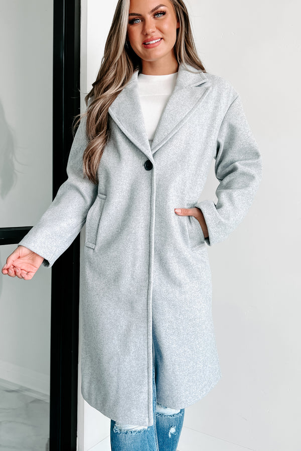 Can't Explain It Brushed Knit Longline Coat (Heather Grey) - NanaMacs