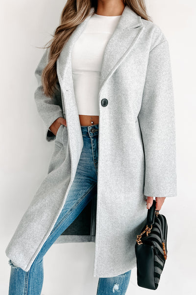 Can't Explain It Brushed Knit Longline Coat (Heather Grey) - NanaMacs