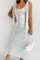 Celest Tie-Strap Sequin Maxi Dress (Silver) - NanaMacs
