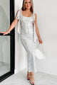 Celest Tie-Strap Sequin Maxi Dress (Silver) - NanaMacs