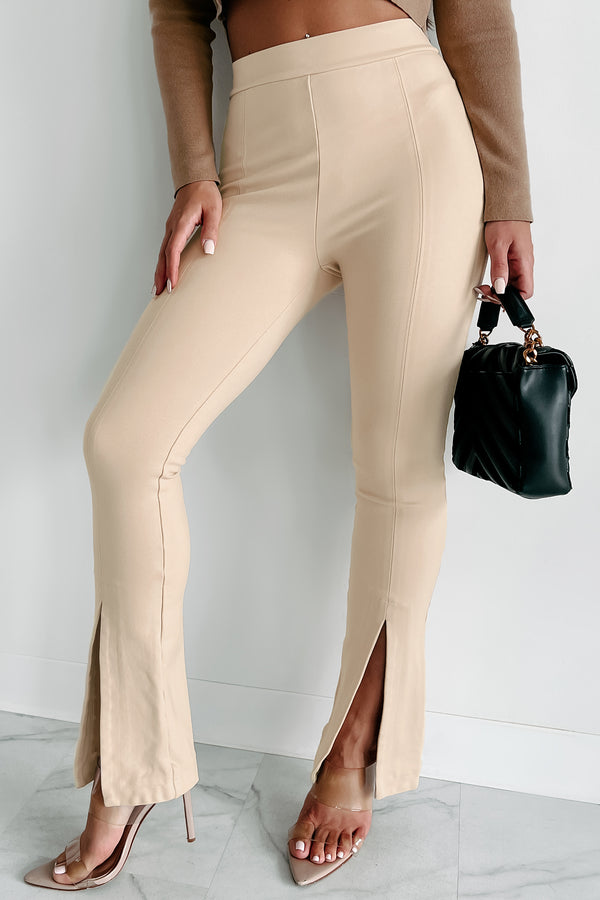 Office Favorite Split Front Leggings (Taupe) - NanaMacs