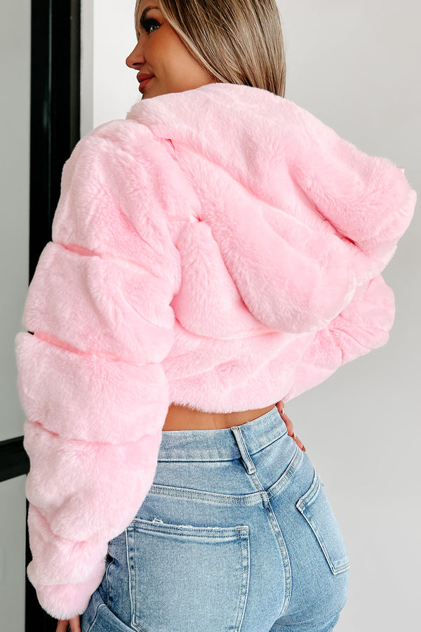 "It's So Fluffy" Faux Fur Crop Jacket (Pink) - NanaMacs