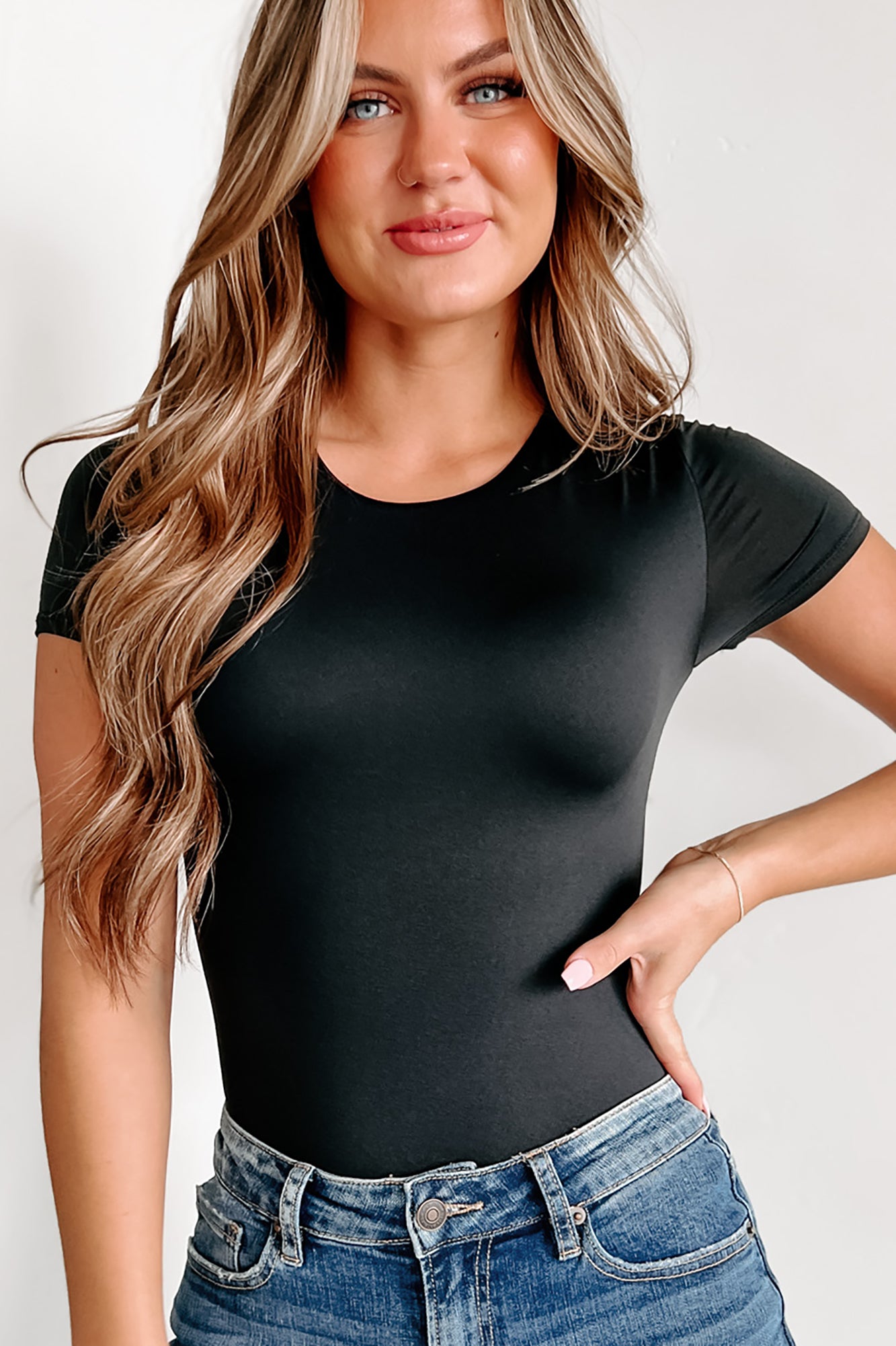 Simply Styled Short Sleeve Square Neck Bodysuit (Black) · NanaMacs