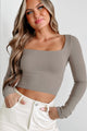 Better Be Sure Square Neck Long Sleeve Crop Top (Ash) - NanaMacs