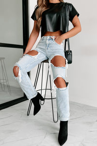 Losing Control High Rise Ripped Baggy Jeans (Light) - NanaMacs