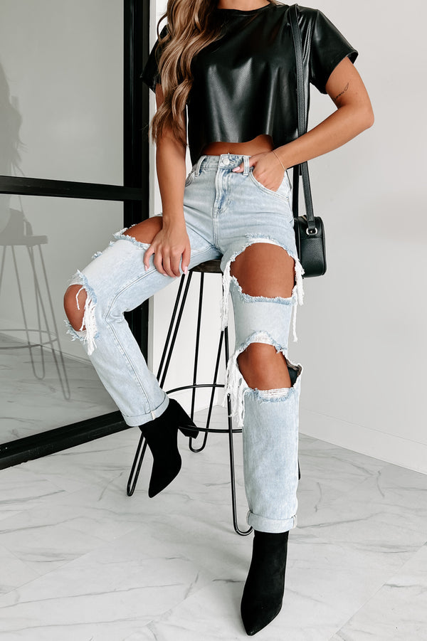 Losing Control High Rise Ripped Baggy Jeans (Light) - NanaMacs