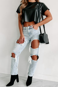 Losing Control High Rise Ripped Baggy Jeans (Light) - NanaMacs