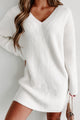 Winter Essential V-Neck Sweater Dress (Ivory) - NanaMacs