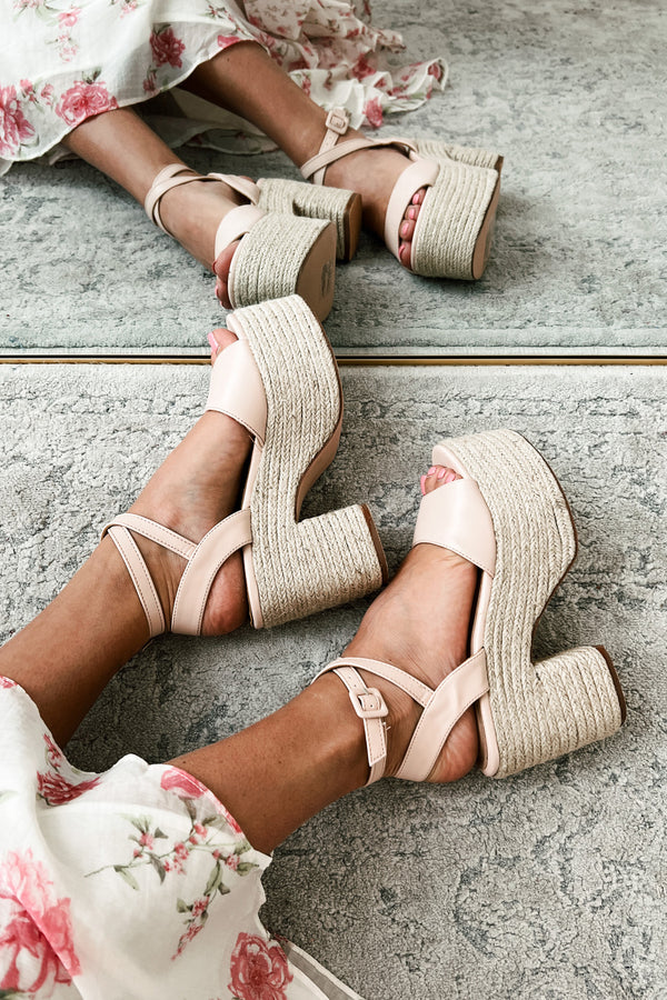 Steer Clear Espadrille Platform Sandal (Nude) - NanaMacs