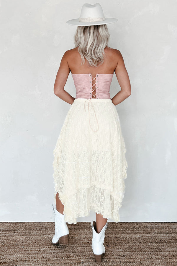 Frontier Fabulous Tiered Lace Midi Skirt (Ecru) - NanaMacs