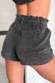 Rosanne Washed Corduroy Crop Shacket & Shorts Set (Charcoal) - NanaMacs