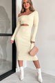 Fabulous Approach Asymmetric Cut-Out Bodycon Dress (Cream) - NanaMacs