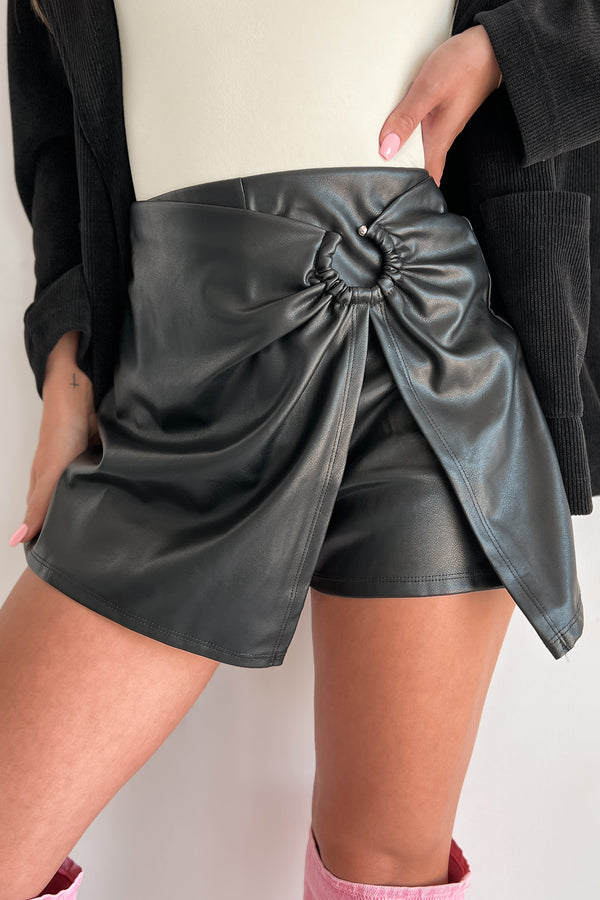 She'll Never Be Me Faux Leather Skort (Black) - NanaMacs