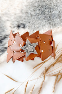 In The Night Sky Faux Leather Triangle Chain Belt (Brown) - NanaMacs