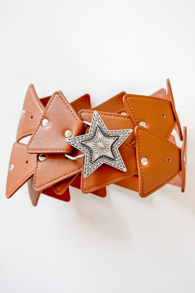 In The Night Sky Faux Leather Triangle Chain Belt (Brown) - NanaMacs