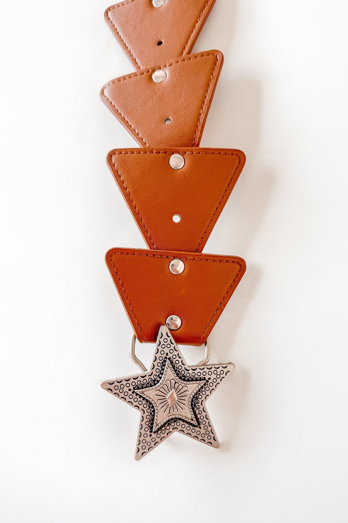 In The Night Sky Faux Leather Triangle Chain Belt (Brown) - NanaMacs