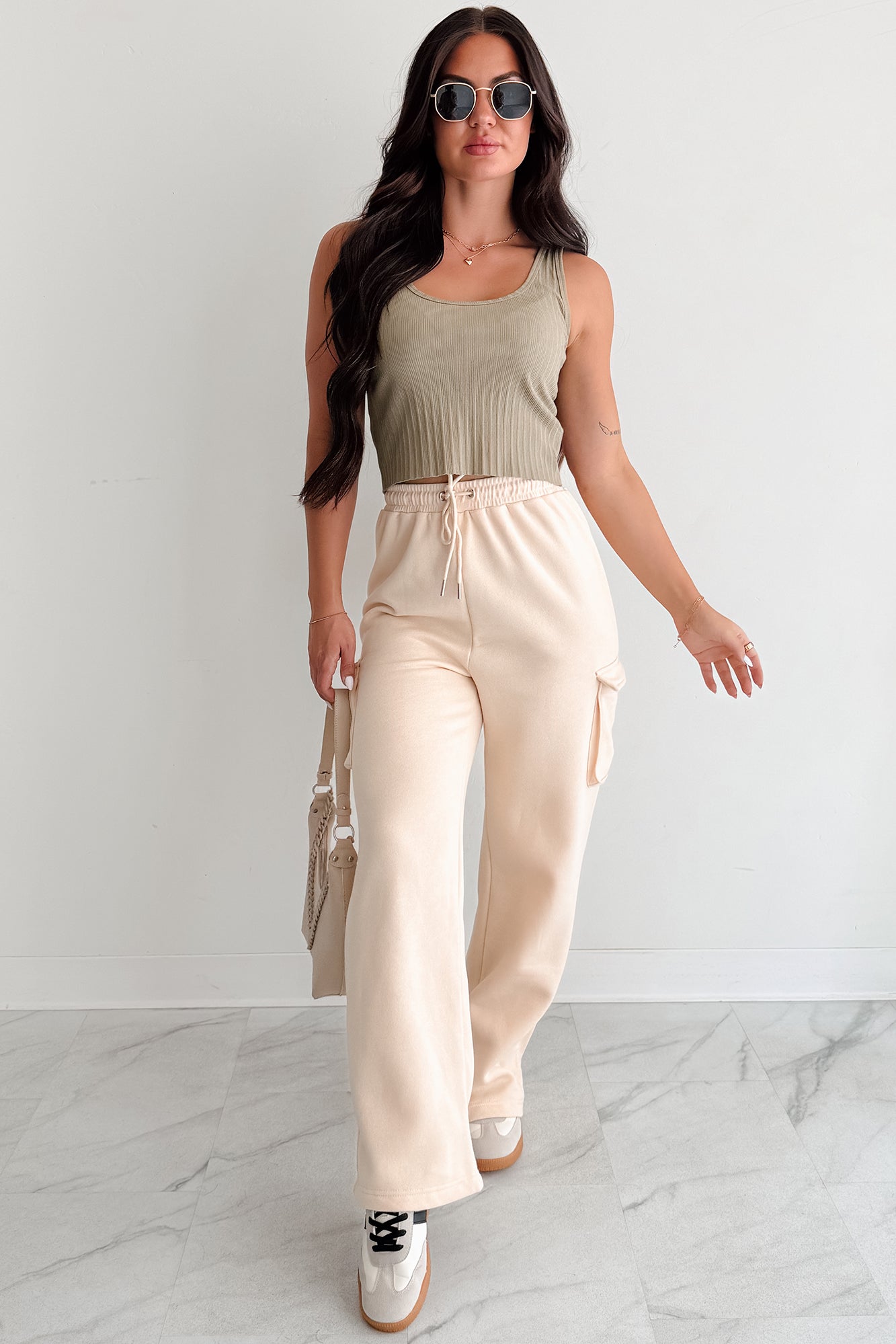 Fresh Start Scoop Neck Sleeveless Ribbed Top (Sage) - NanaMacs