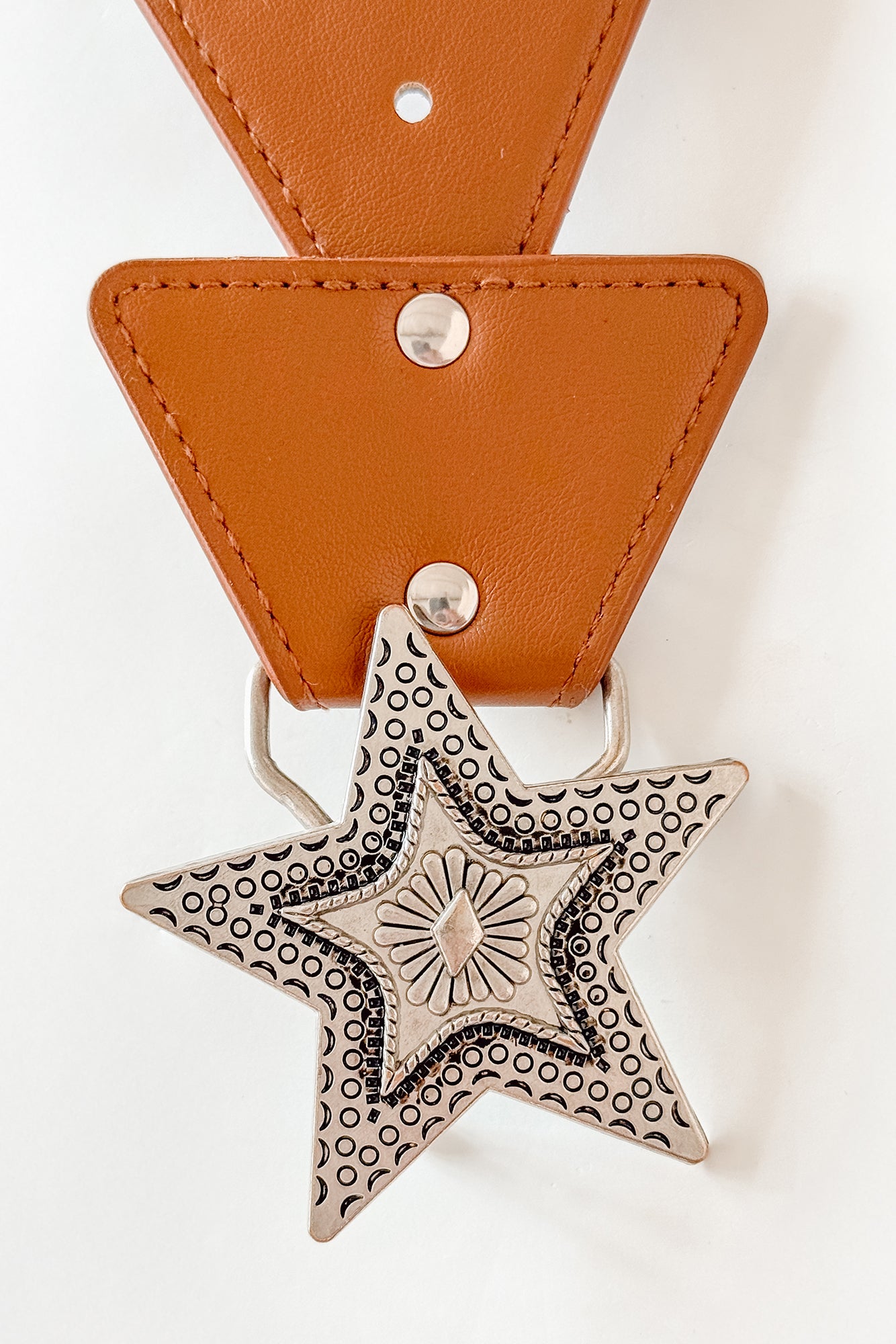 In The Night Sky Faux Leather Triangle Chain Belt (Brown) - NanaMacs