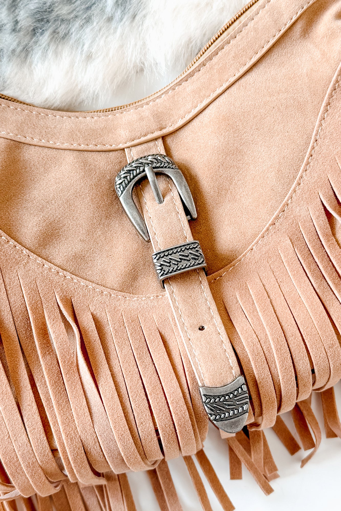 Wildflower Whiskey Faux Suede Fringe Bag (Taupe) - NanaMacs