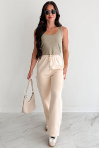 Fresh Start Scoop Neck Sleeveless Ribbed Top (Sage) - NanaMacs